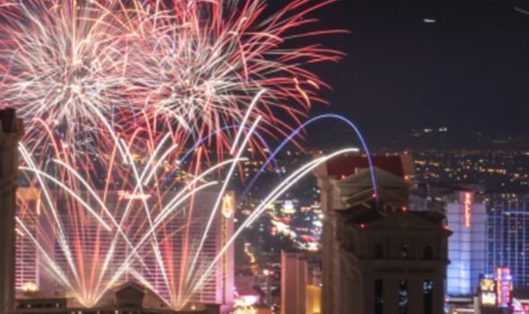 Fireworks explode over Las Vegas strip on July 4