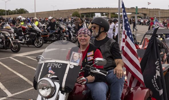 Riders get ready to start the 'Rolling to Remember' motorcycle rally