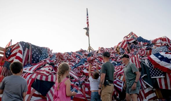 Flags prepared for the Memorial Day Watchfire