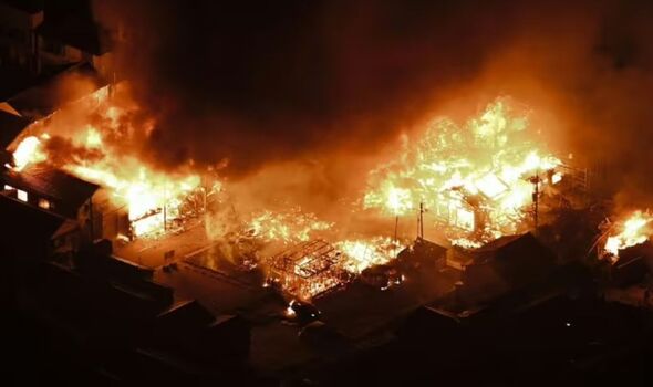 Wajima City flames.