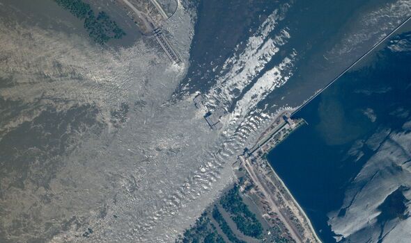 Satellite photo of dam collapse