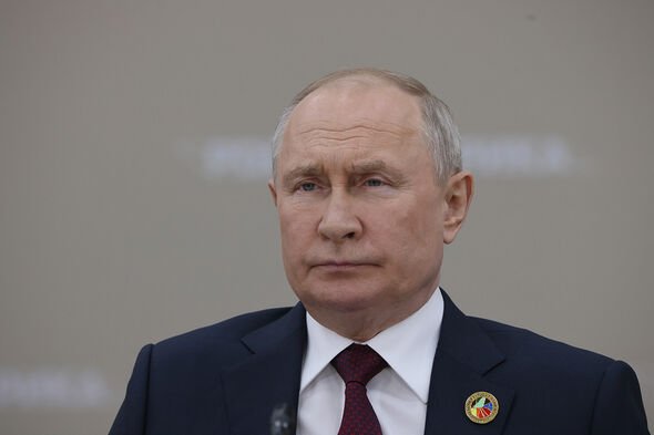Vladimir Putin grimases during the Second Summit Economic And Humanitarian Forum Russia Africa