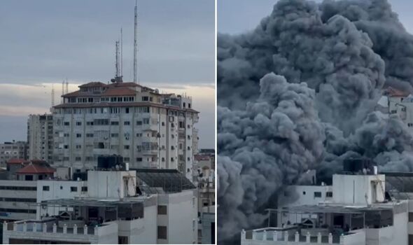 The tower block collapsed after retaliatory strikes by Israel