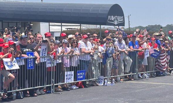 Trump was greeted by supporters