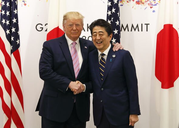 Shinzo Abe and Donald Trump in 2019