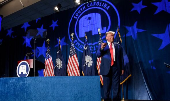 Trump on stage in South Carolina