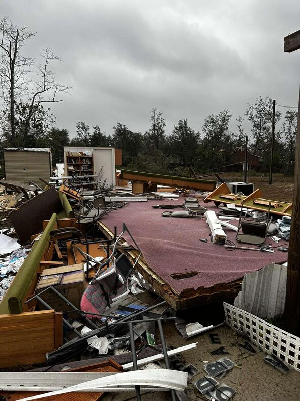 A home is completely leveled after devastating tornados swept through Florida's Gulf Coast