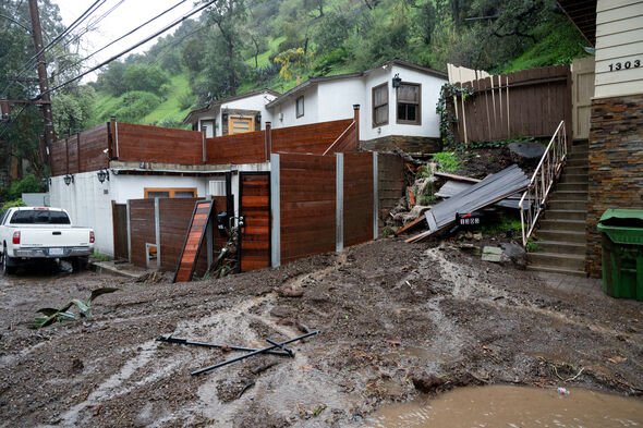 A mudslide on Beverly Glen Drive in Los Angeles on Monday