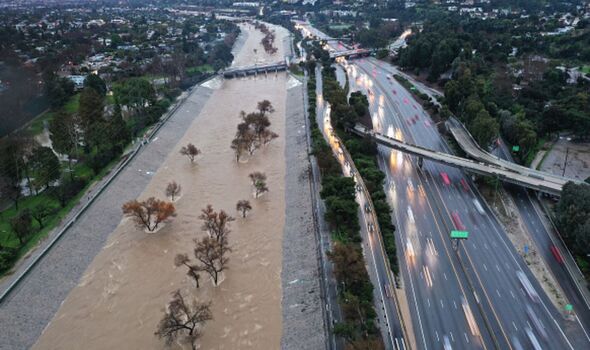 Aerial view of Los Angeles River